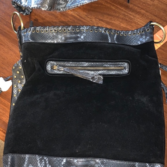 Victoria's Secret Suede Snakeskin Stud  Hobo Bag - Picture 2 of 8